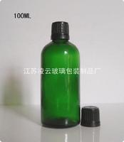 100ml 绿色精油瓶 防盗盖和滴塞 装香水精油药油 黑色盖